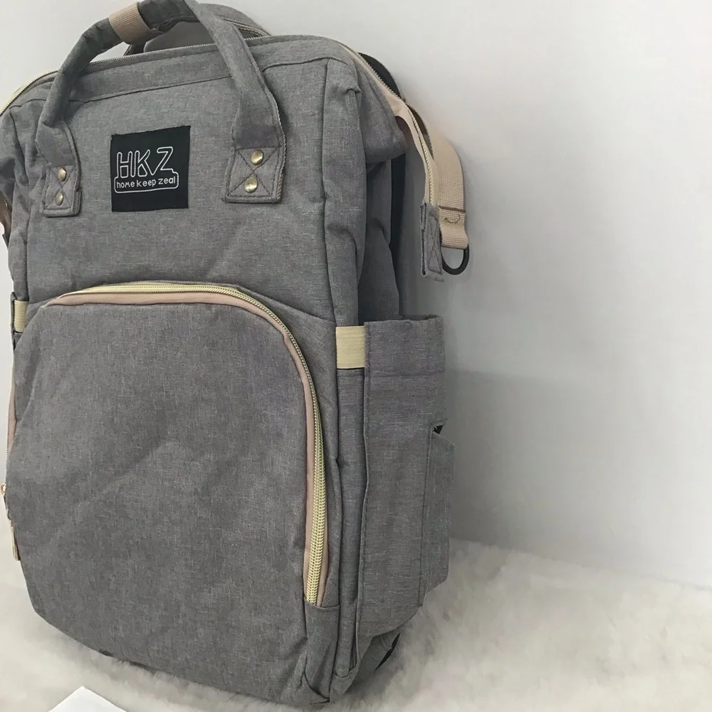 HKZ Home Keep Zeal Nylon Baby Diaper Bag/Backpack Foldable Crib Storage Travel
